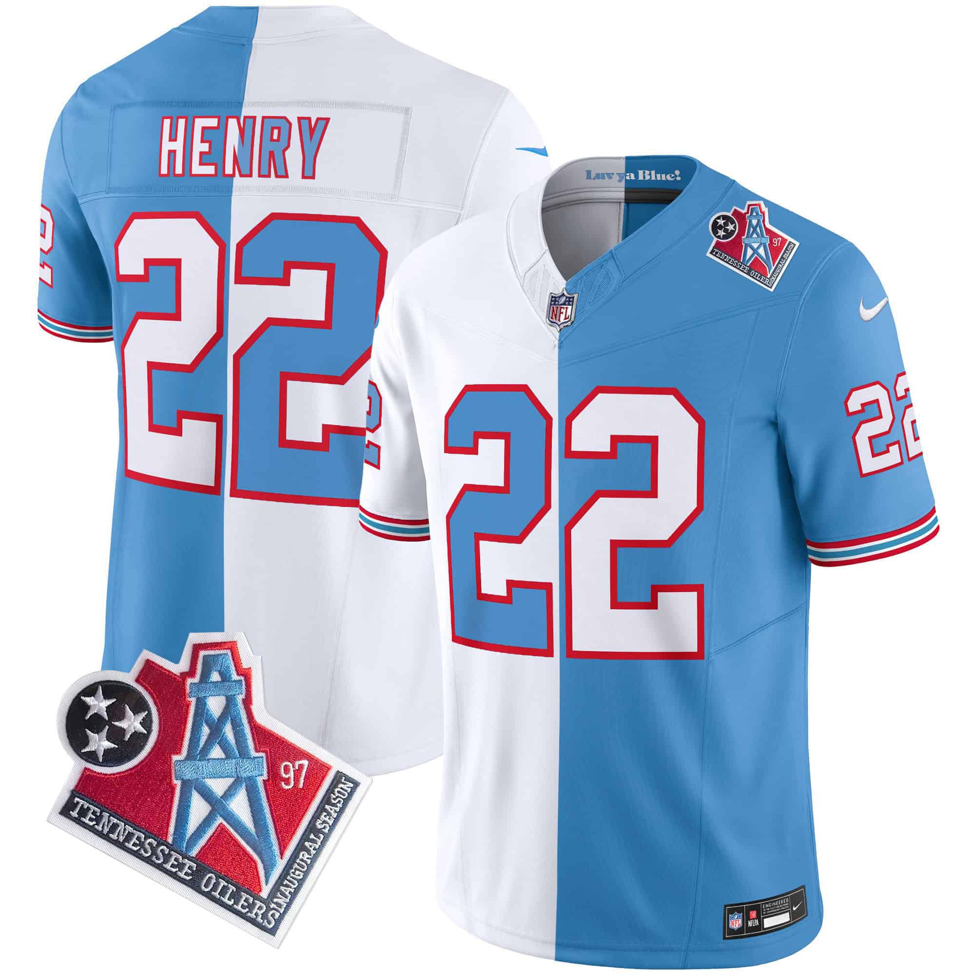 Men Tennessee Titans #22 Henry Light Blue with white 1997 Throwback 2024 Nike Limited Vapor NFL Jersey->indianapolis colts->NFL Jersey